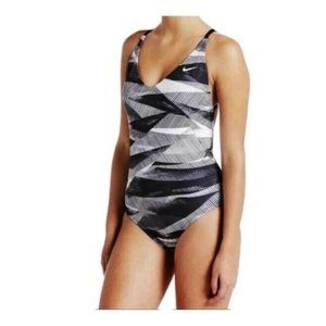 Nike Black and White Print One Piece Large NEW